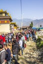 Queuing at the temple