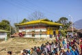 Queuing at the temple