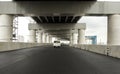 Quezon City, Metro Manila, Philippines - Driver`s view of a double-decker portion of Skyway Stage 3.