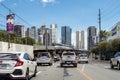 Quezon City, Philippines - Ortigas Skyline as seen from EDSA southbound coming from Greenhills. Royalty Free Stock Photo