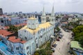 Quiapo, Manila, Philippines - Aerial of The Minor Basilica of San Sebastian, the only steel building church in the