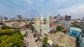 Quiapo, Manila, Philippines - Panoramic Aerial of The Minor Basilica of San Sebastian and the surrounding skyline