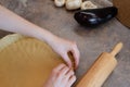 Quiche dough homemade preparation hand crust form