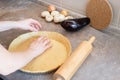 Quiche dough homemade preparation hand crust form