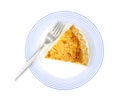 Quiche Lorraine On Blue Plate With Fork