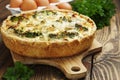 Quiche Lorraine with chicken, mushrooms and broccoli Royalty Free Stock Photo