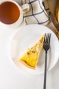 quiche Lorraine with chicken, mushrooms on the table Royalty Free Stock Photo