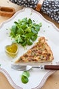 Quiche Lorraine and lamb's lettuce Royalty Free Stock Photo