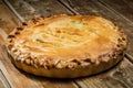 Quiche - meat pie with chicken, broccoli and cheese Royalty Free Stock Photo