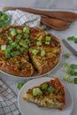 Quiche - open tart pie with morel mushrooms