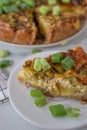 Quiche - open tart pie with morel mushrooms