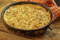 Quiche pie with chicken, green pepper, ham and mushroom Royalty Free Stock Photo