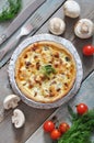 Quiche pie with chicken and mushroom Royalty Free Stock Photo