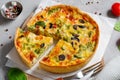 Quiche with Vegetables, Homemade Open Pie, Savory Tart