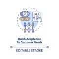 Quick adaptation to customer needs concept icon