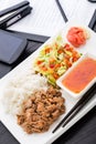 Quick asian style lunch in office Royalty Free Stock Photo