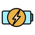 Quick charge battery icon color outline vector