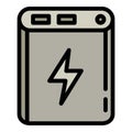 Quick charge power bank icon, outline style