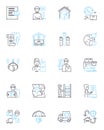 Quick delivery linear icons set. Swift, Prompt, Express, Rapid, Expedited, Fast, Hasty line vector and concept signs