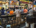 A quick dim sum at the typical Asian night market in Jonker Street, Melaka Royalty Free Stock Photo