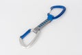 Quick draw, upper carabiner with straight gate and lower carabiner with wire gate