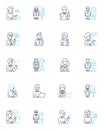 Quick duties linear icons set. Swift, Rapid, Hasty, Instantaneous, Prompt, Efficient, Expedited line vector and concept