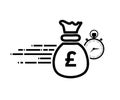 Fast Pound money providence, business and finance services, financial solution. Pound with stopwatch icon. Vector illustration Royalty Free Stock Photo