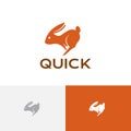 Quick Fast Run Jump Leap Bunny Rabbit Cute Animal Logo