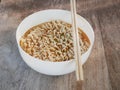 Quick noodle Soup. Bowl of instant noodles. Japanese ramen Royalty Free Stock Photo