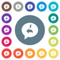 Quick reply message flat white icons on round color backgrounds