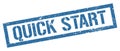 QUICK START blue grungy rectangle stamp