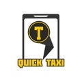 Quick taxi mobile application sign in smartphone, logo design Royalty Free Stock Photo