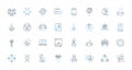 Quick thinking linear icons set. Nimble, Resourceful, Alert, Spontaneous, Astute, Intuitive, Wise line vector and