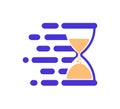 Quick time. Fast service. Hourglass icon