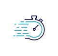 Quick timer line icon. Fast stopwatch icon. Service delivery vector logo. Royalty Free Stock Photo