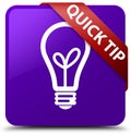 Quick tip (bulb icon) purple square button red ribbon in corner Royalty Free Stock Photo