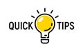 Quick tip hint vector icon bulb. Fact tip idea line icon logo guide