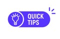 Quick tip hint vector icon bulb. Fact tip idea line icon logo guide Royalty Free Stock Photo