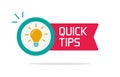 Quick tip icon vector or advice trick idea help info guide symbol flat red blue graphic, suggestion helpful hint label,