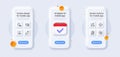 Quick tips, Accounting and Hold heart line icons pack. For web app. 3d phone mockups. Vector