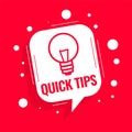 Quick tips advice with lightbulb on red background