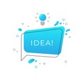 Quick tips badge. Speech bubble trick idea with light bulb, brainstorm creative business advice, fast online help Royalty Free Stock Photo