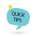 Quick Tips banner with light bulb. Vector Royalty Free Stock Photo