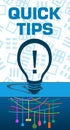 Quick Tips Blue Bulb Texture Text Vertical Royalty Free Stock Photo