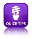 Quick tips (bulb icon) special purple square button Royalty Free Stock Photo