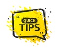 Quick tips, helpful tricks, tooltip, hint for website. Colorful banner with useful information, online support. Vector