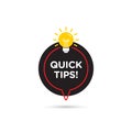 Quick tips, helpful tricks vector logo icon or symbol set with black and yellow color and lightbulb element suitable for web. Royalty Free Stock Photo