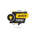 Quick tips, helpful tricks vector logo icon or symbol set with black and yellow color and lightbulb element suitable for web. Royalty Free Stock Photo