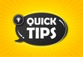 Quick tips, hint, helpful tricks, tooltip for website. Creative banner with useful information. Vector icon of solution