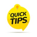 Quick tips icon badge. Top tips advice note icon. Idea bulb education tricks